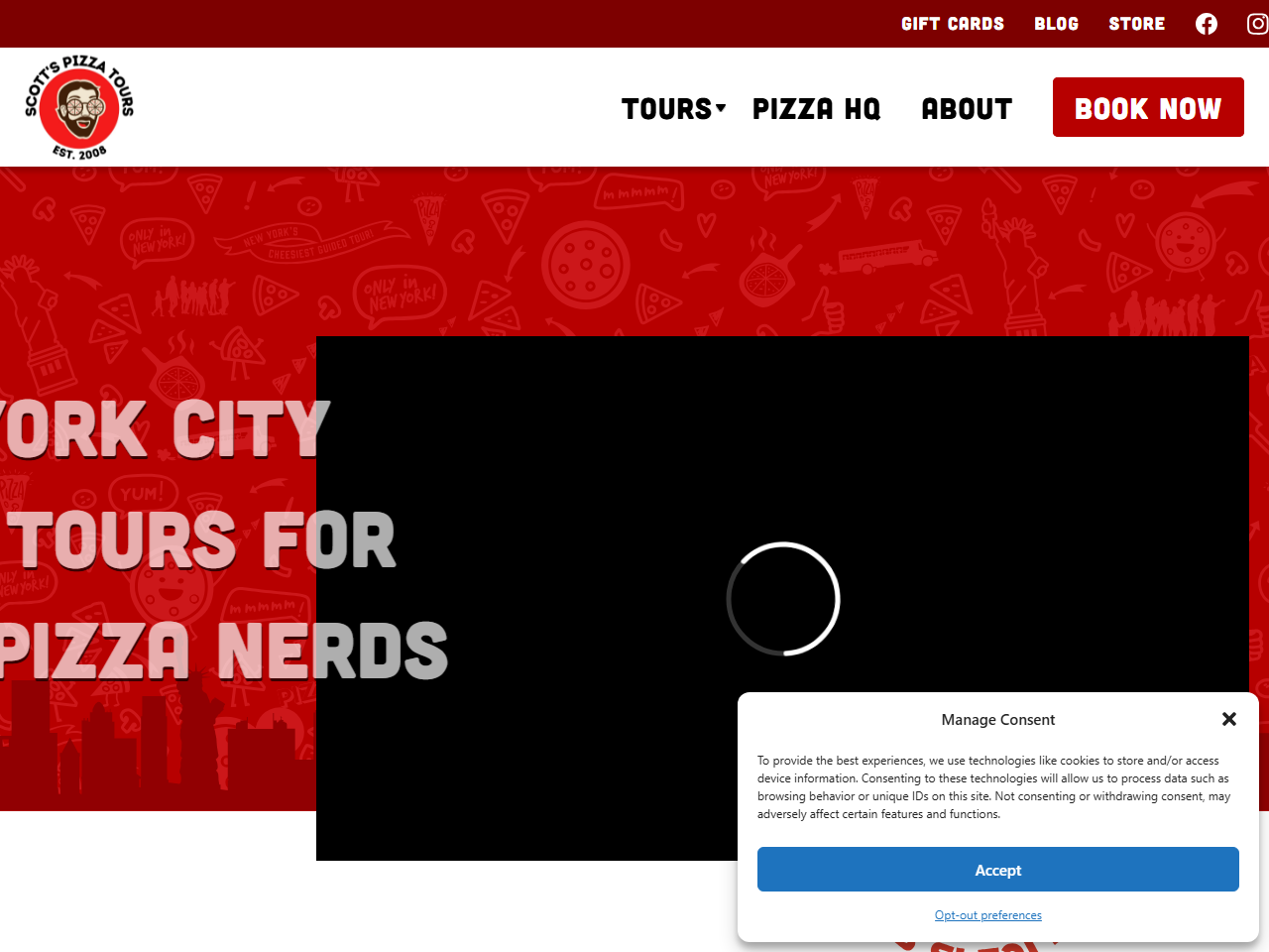 Homepage of Scott’s Pizza Tours